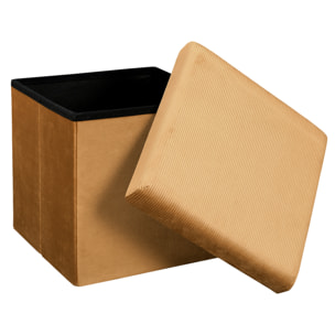 Coffre Pouf Pliable Velours Cotele Giulia Jaune