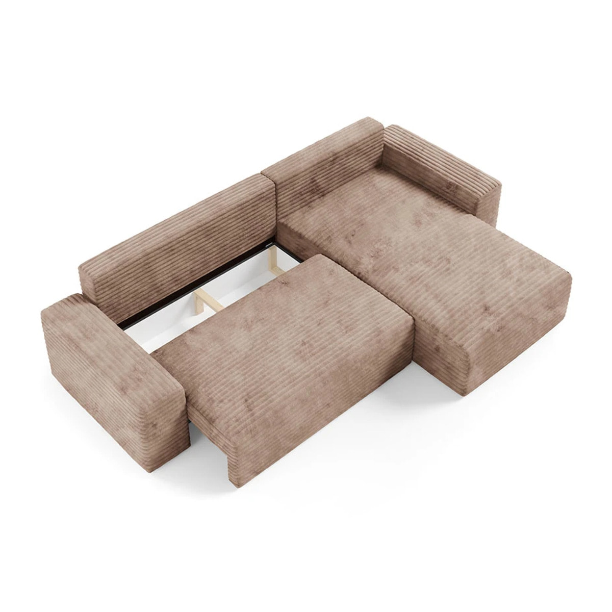 EDEN - Canapé d'angle convertible et réversible 4 places en côtelé taupe