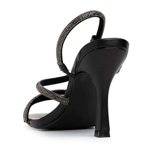 Sandalo elegante con strass - NERO