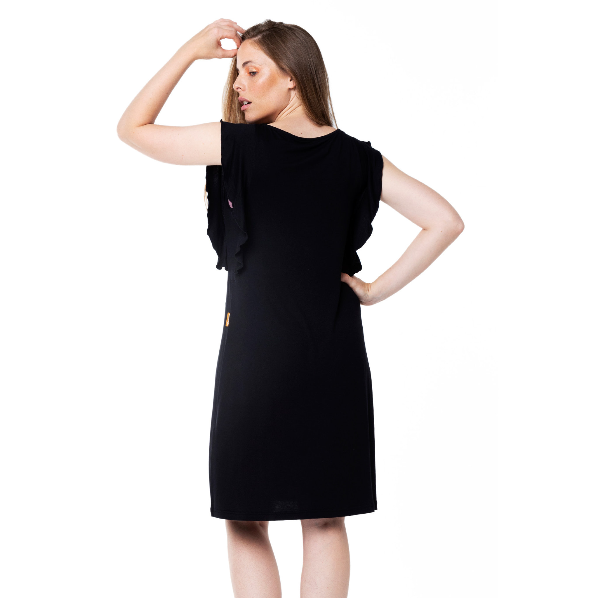 Mamatayoe Vestido Tornasol Para Mujer, Manga Corta, Escote Redondo, Negro