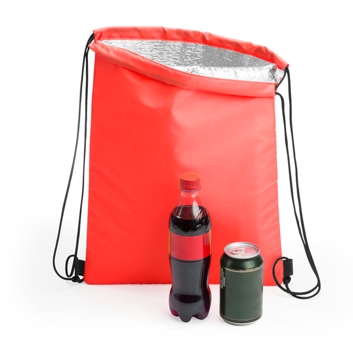DAM Mochila nevera Nipex de cuerdas, con interior isotermo acabado en aluminio y esquinas reforzadas. 32x4x42 Cm. Color: Rojo