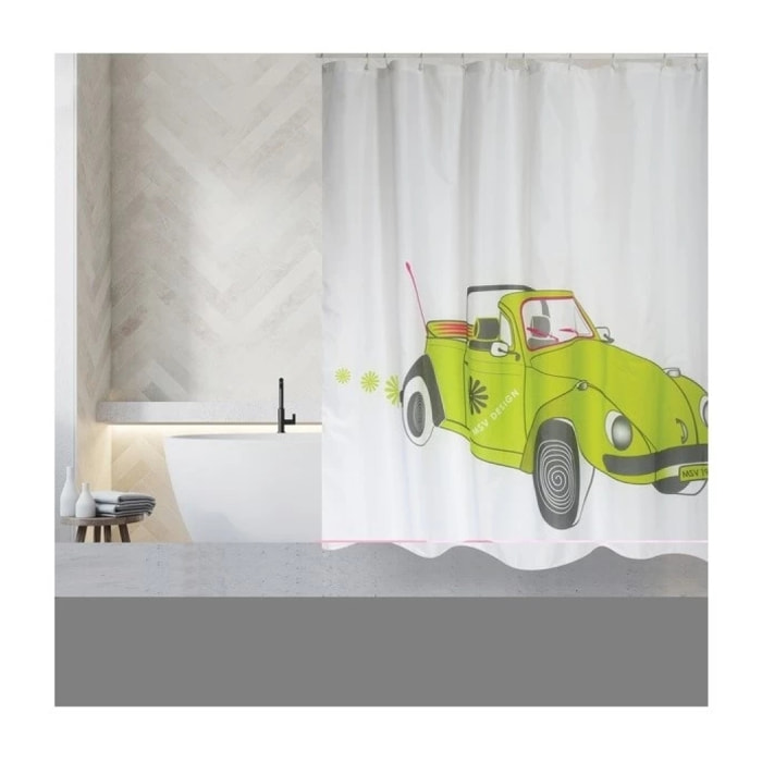 Rideau de douche Polyester 180x200cm Cox 70'S - Anneaux inclus MSV