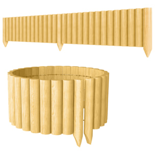 Valla de Jardín de Madera, 176x38 cm, Valla de Jardín Exterior Decorativa, Resistente y Fácil de Instalar, para Huerto, Patio, Terraza, Césped, Natural