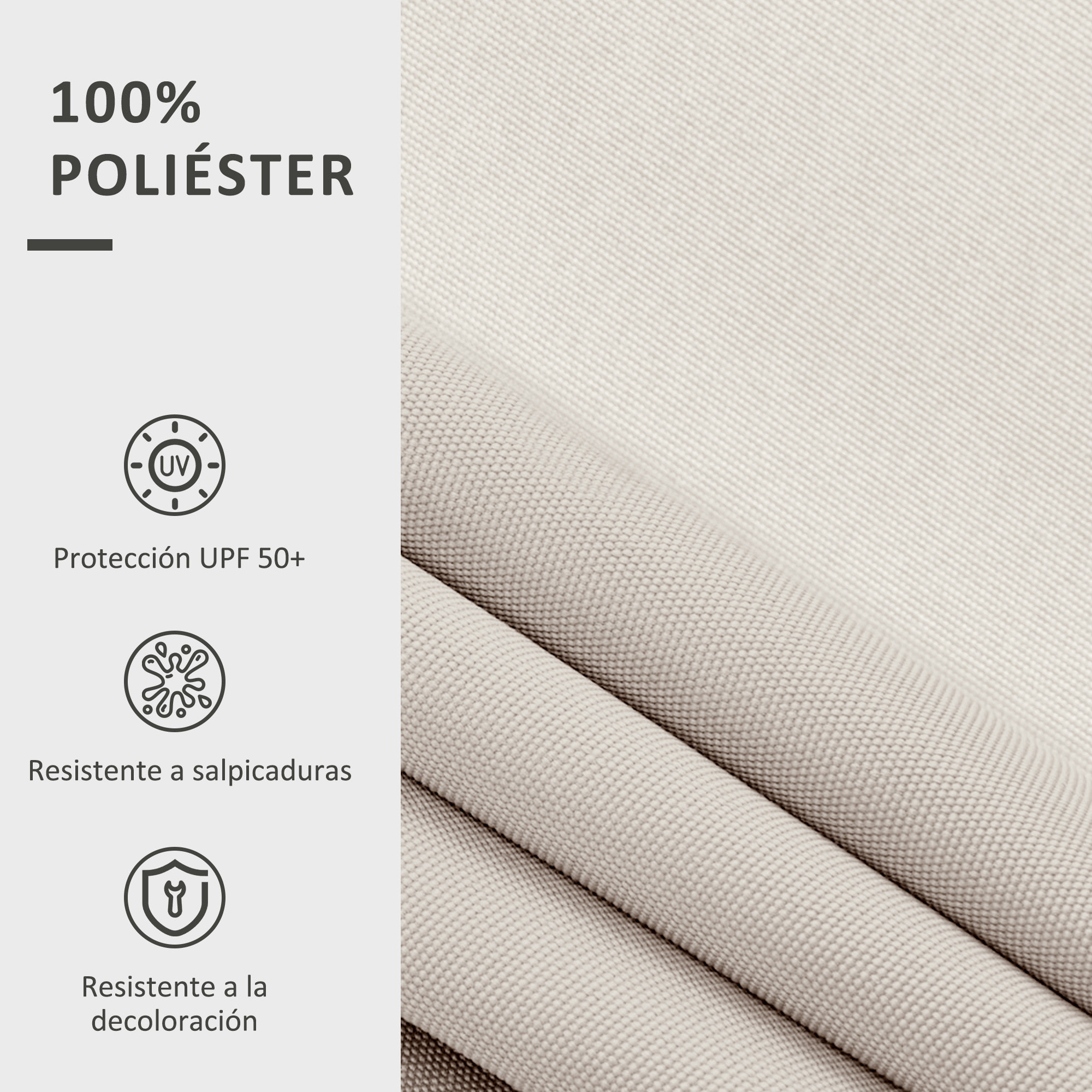 Techo de Repuesto para Toldo 2,8x2,5 m Toldo de Lona con Protección UV 50+ Impermeable Tela de Repuesto para Patio Terraza Jardín Crema