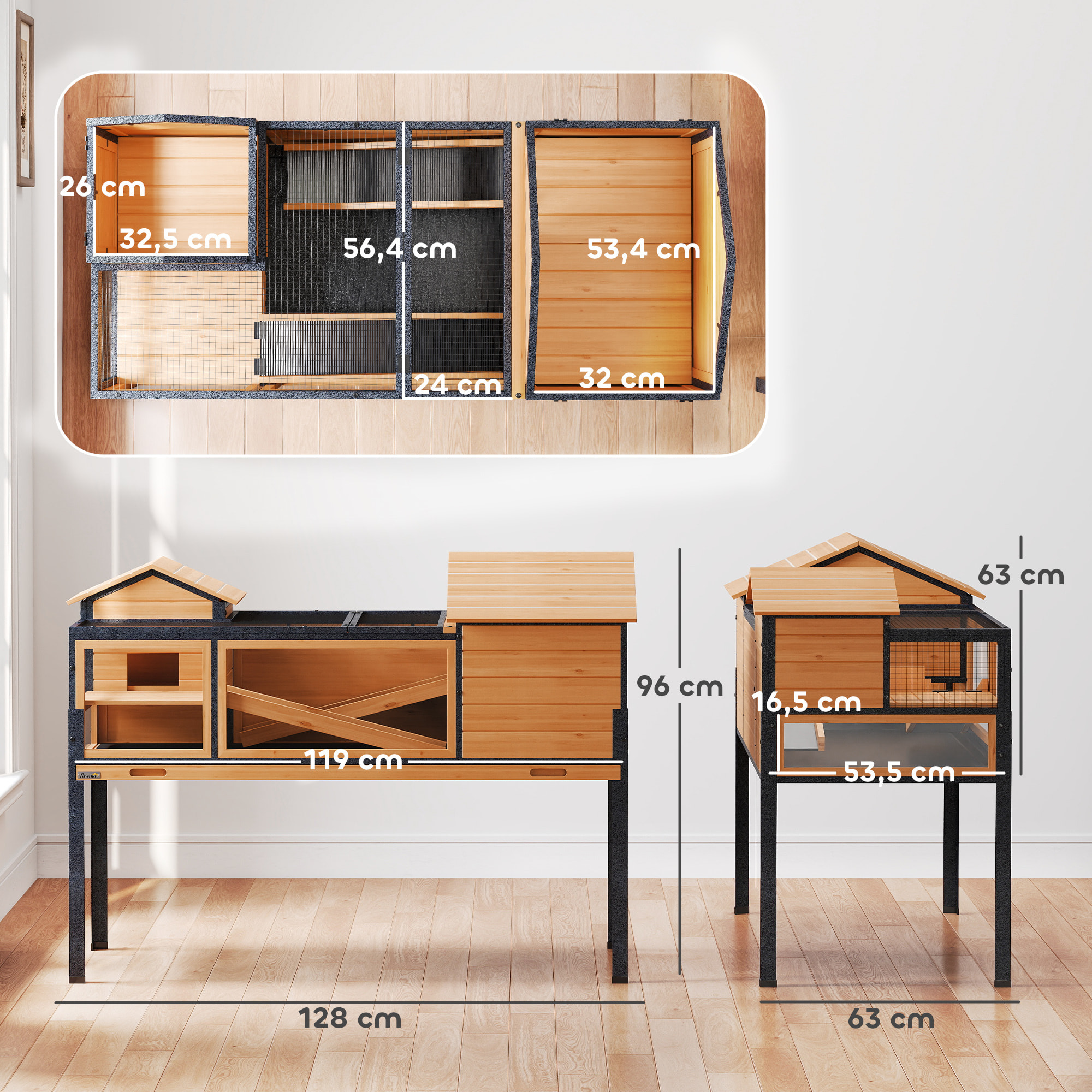 Terrarium design sur pieds - maison pour tortues - niches rampes plateau déjection - acier bois