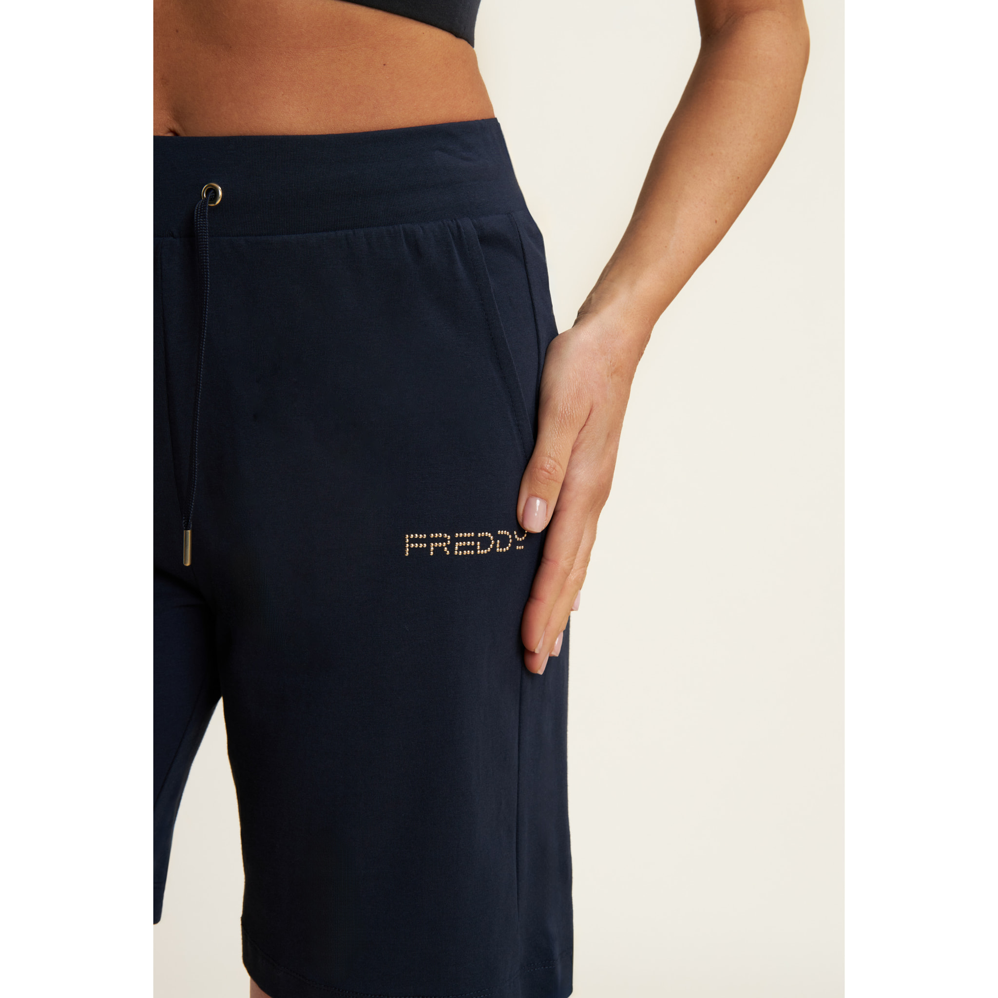 Bermuda in jersey con logo perline