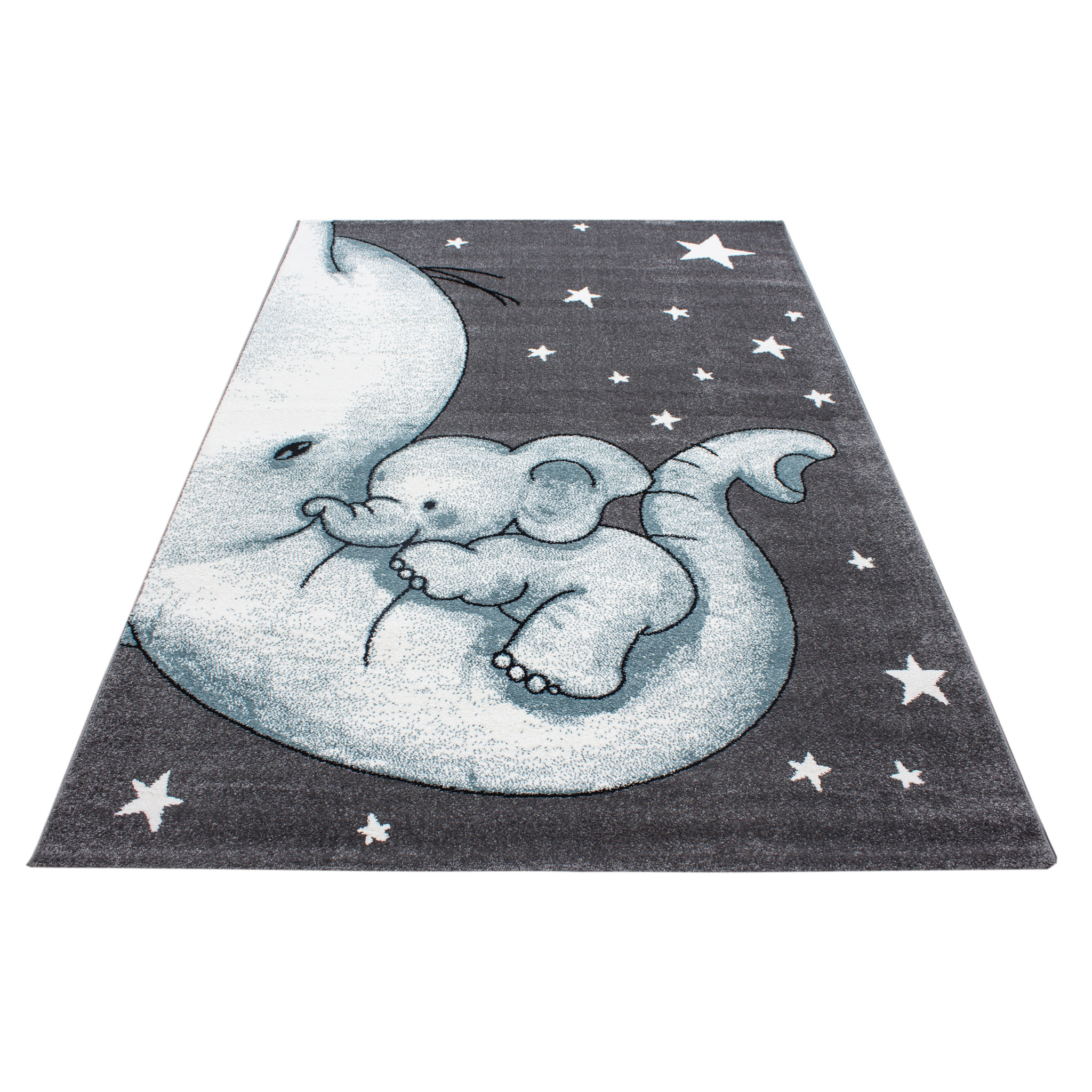 KIDS - Tapis enfant à motif elephant bleu - KID0560BLE