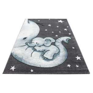 KIDS - Tapis enfant à motif elephant bleu - KID0560BLE
