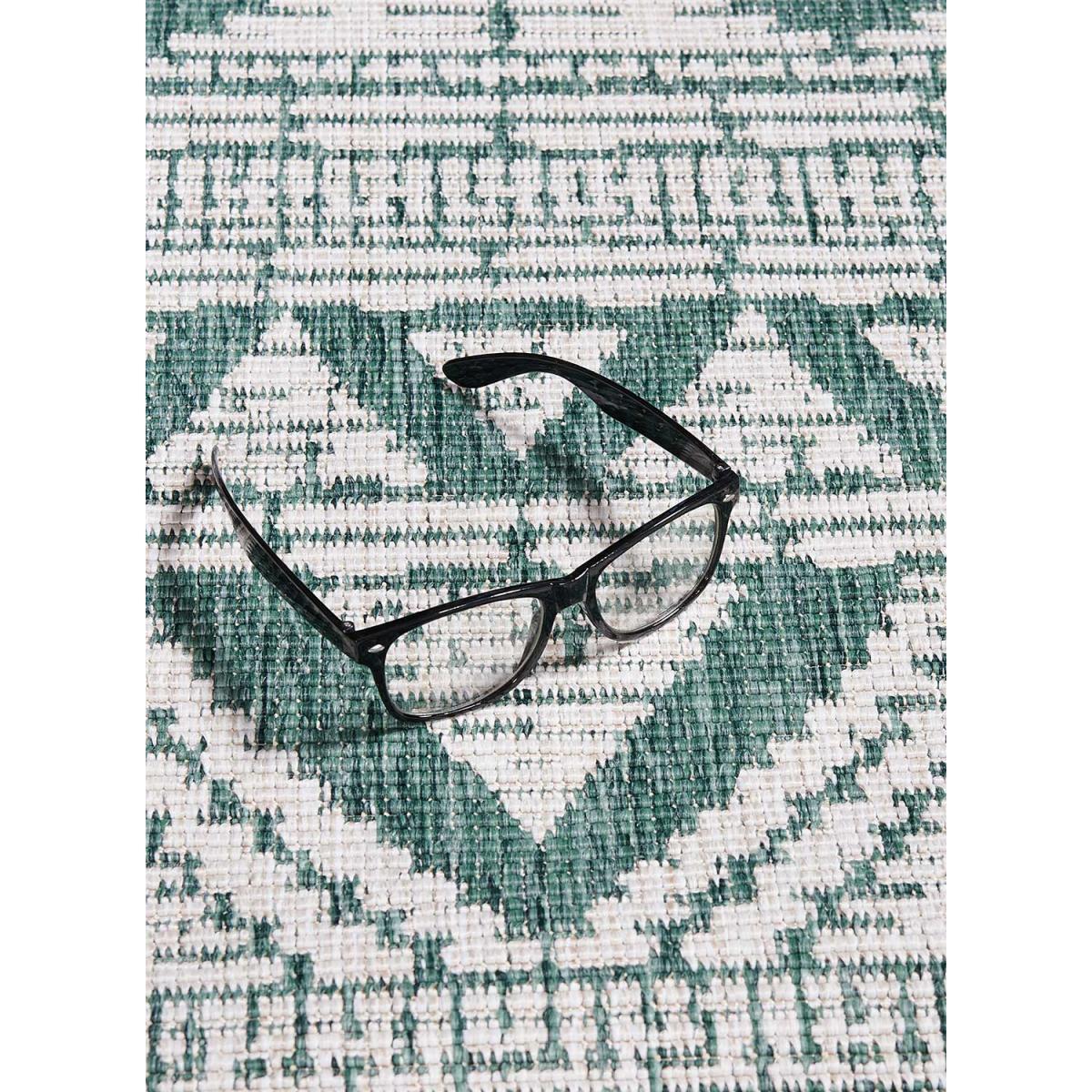 Tapis d'extérieur Reversible befe aux motifs ethniques vert et beige