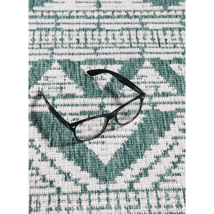 Tapis d'extérieur Reversible befe aux motifs ethniques vert et beige