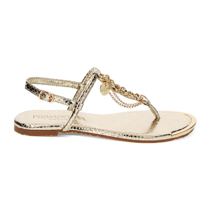 Sandalias planas oro de pitón