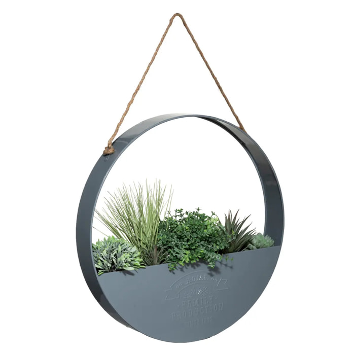 Suspension de 4 plantes artificielles "House" - pot en métal - H6 - 3 cm