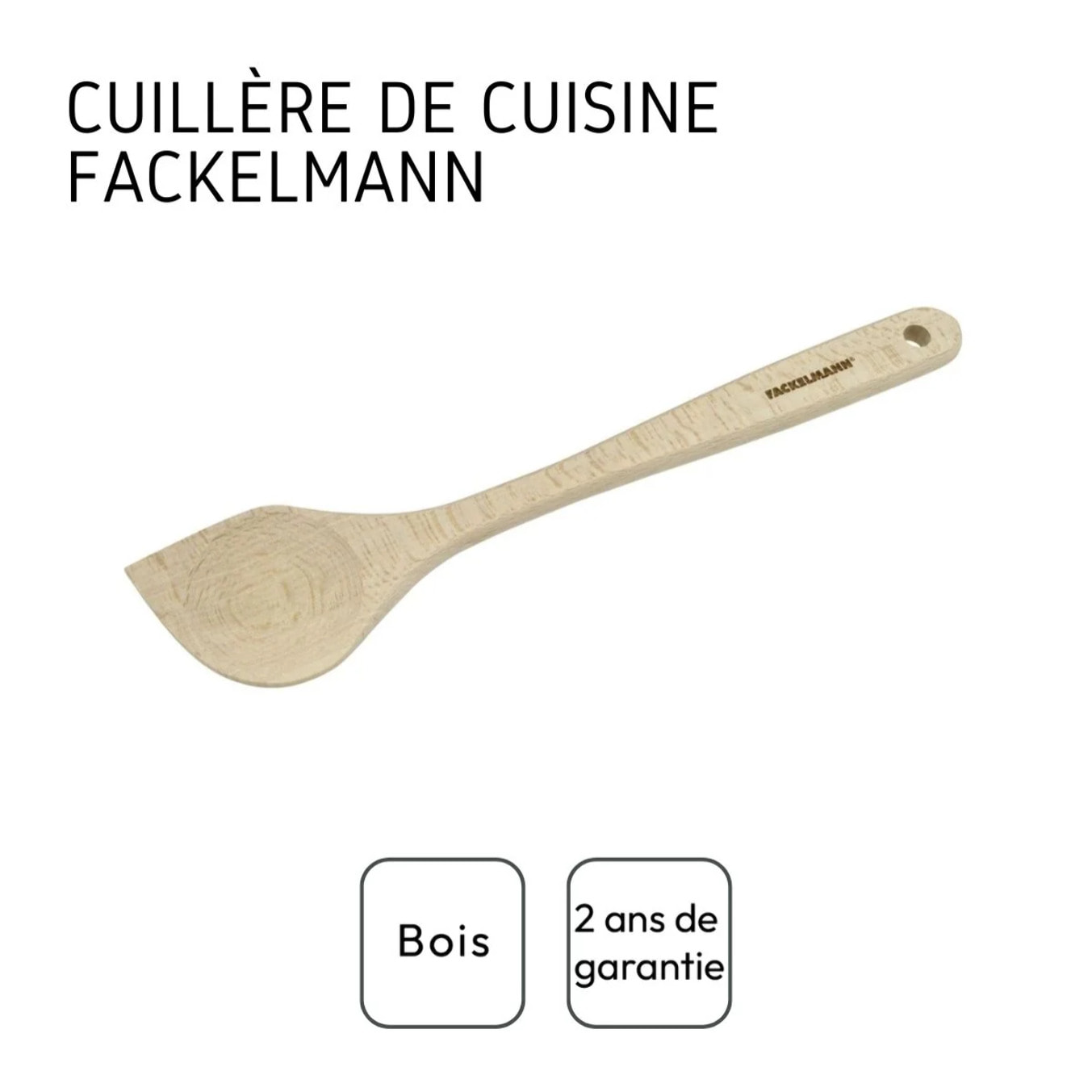 Ensemble de 2 Cuillères de cuisine biseautée en bois FSC Fackelmann
