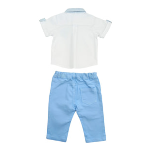 SET CAMICIA RICAMO ELICOTTERINO E PANTALONE CANVAS AZZURRO