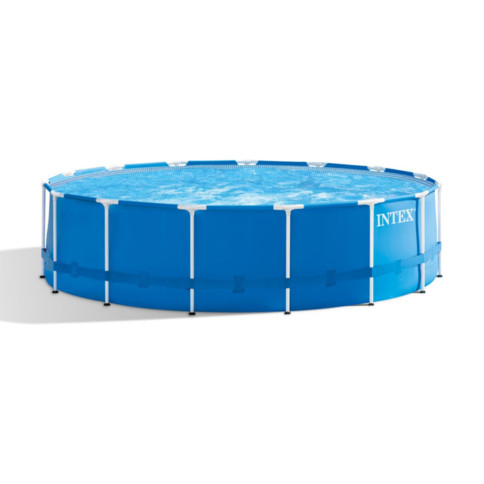 Intex Piscina Metal Frame rotonda con Pompa Filtro, Scaletta e Teli, 457x122 cm