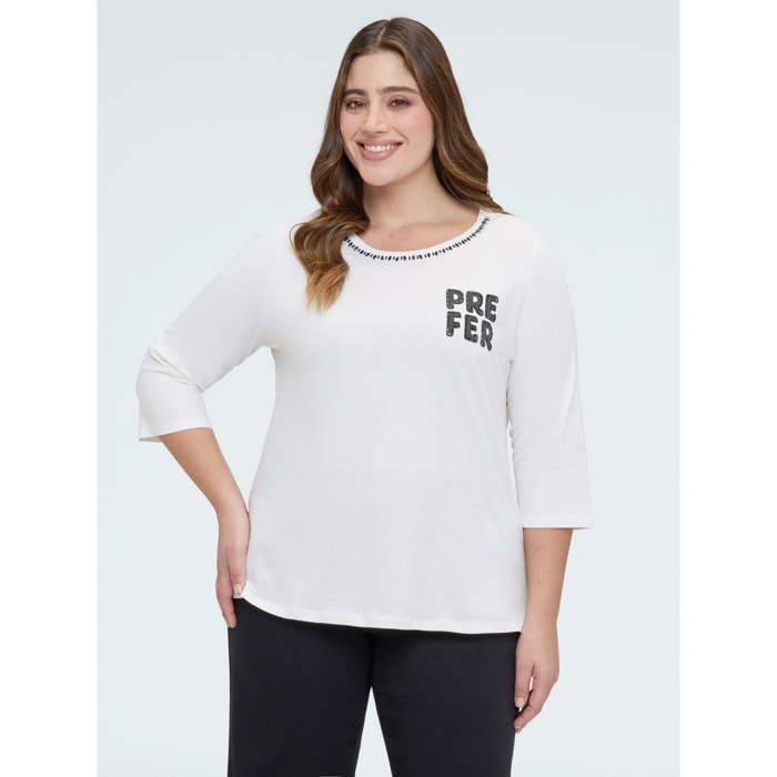 Fiorella Rubino - T-shirt in cotone con scritta - Bianco