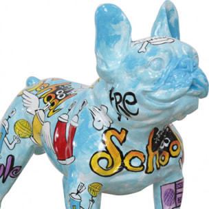 Statue chien bouledogue street art multicolore H41cm - SOHOO