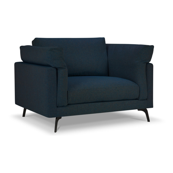 Fauteuil xl "Camille" en tissu structurel bleu foncé