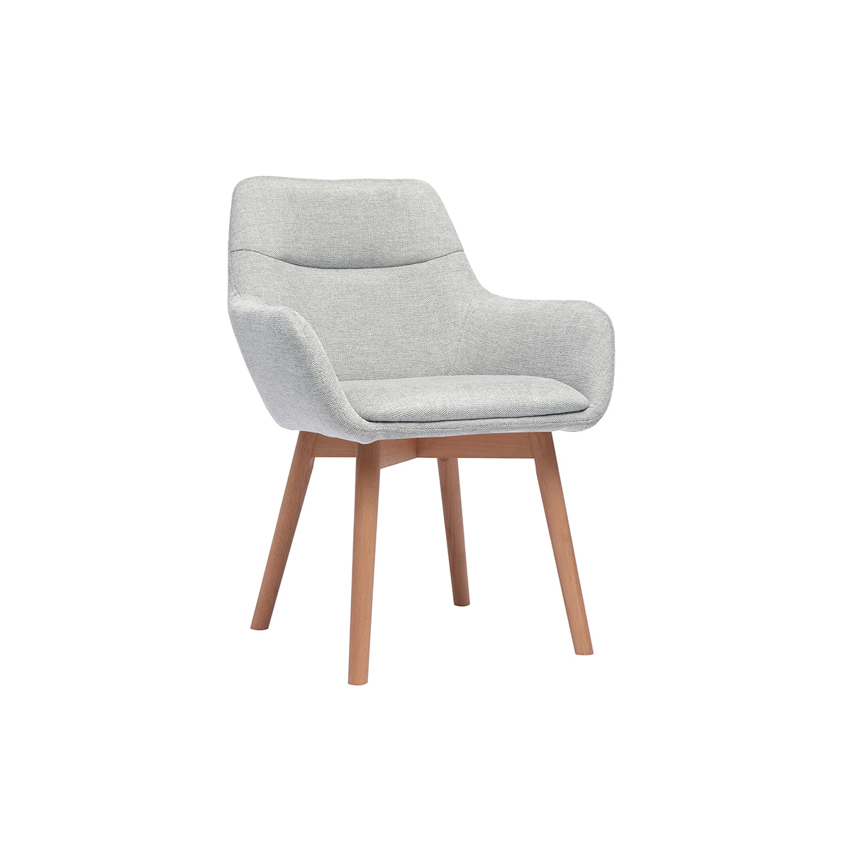 Chaises en tissu effet velours texturé gris clair et bois clair (lot de 2) ALESS