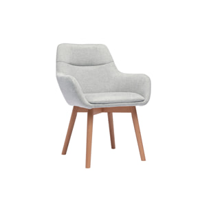 Chaises en tissu effet velours texturé gris clair et bois clair (lot de 2) ALESS