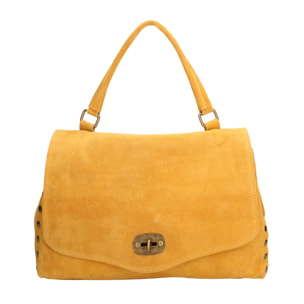 Borsa a mano da donna Made in Italy - Modello Zelia Elite - Pelle scamosciata - 37.0 x 22.0 x 15.0 cm