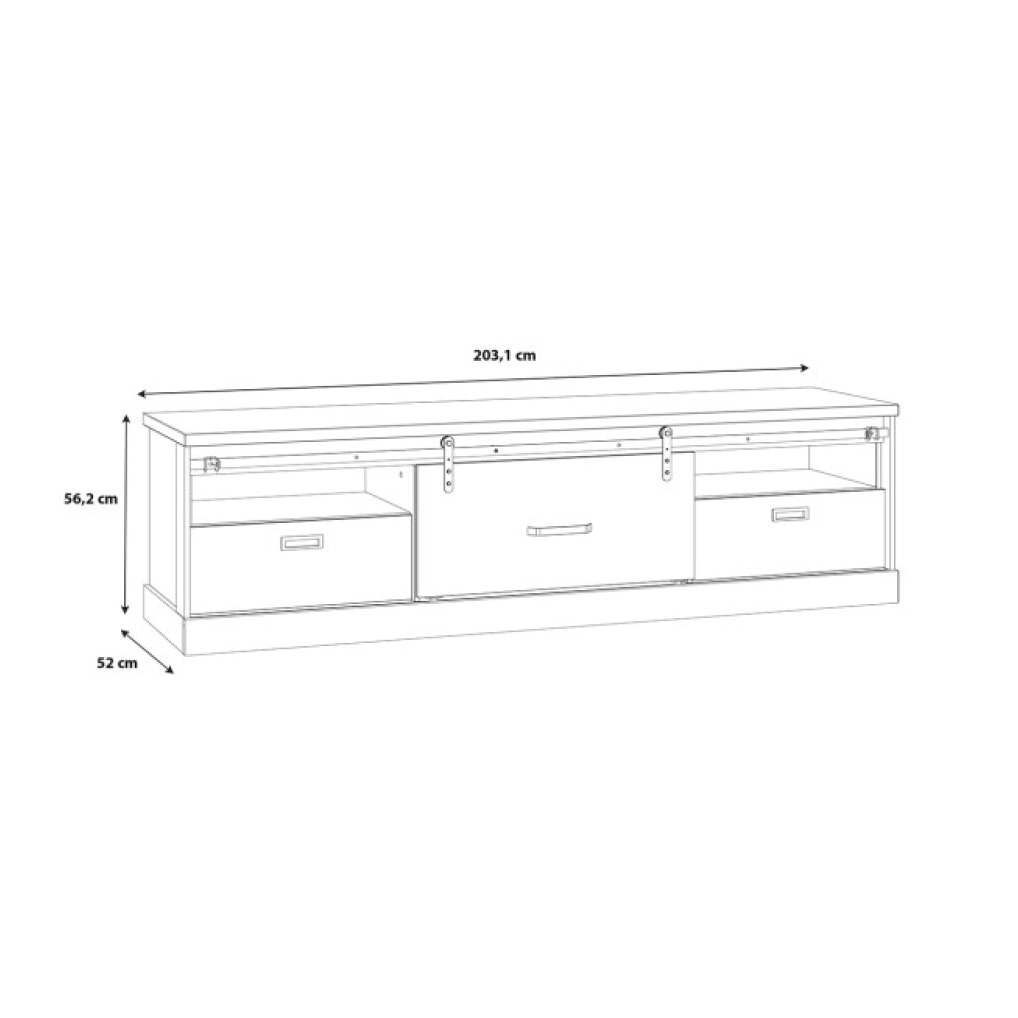 Meuble TV effet bois de chêne & noir L203cm - FACTORY