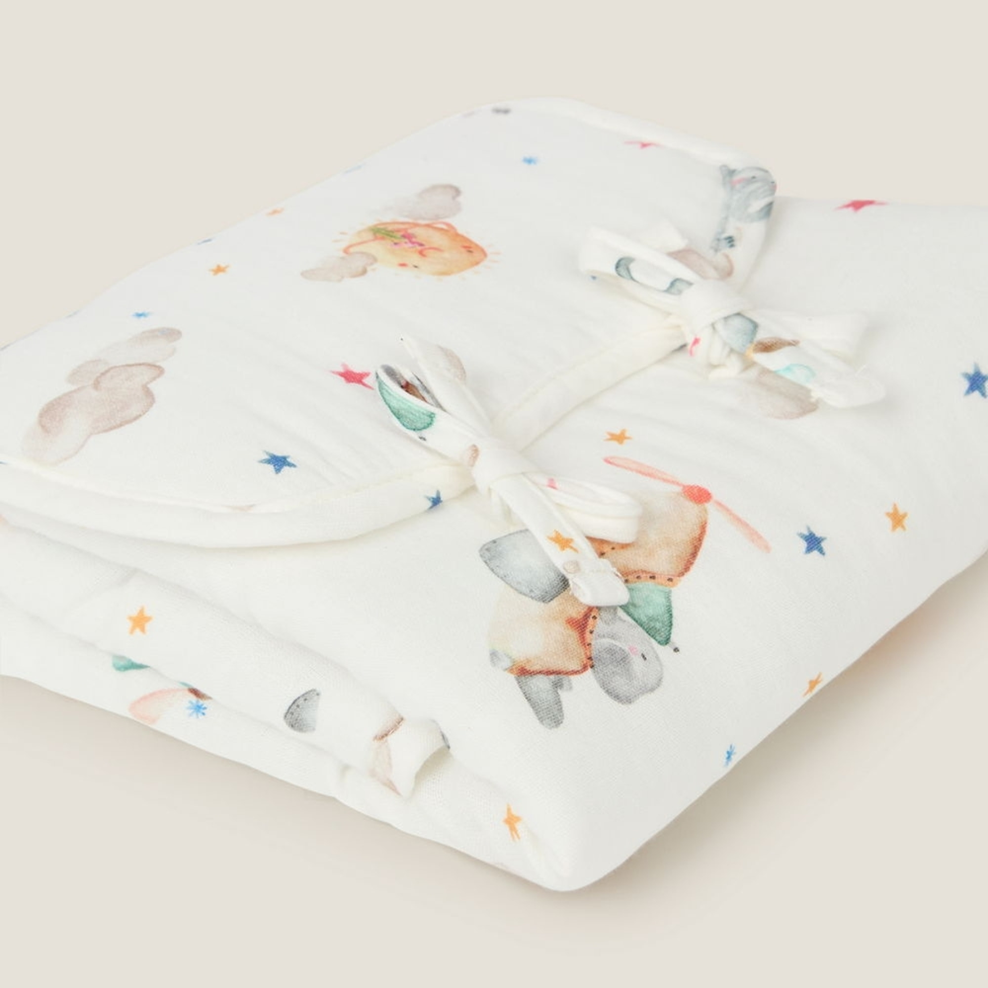 Cambiador de algodón elefantes Sielu color blanco Algodón