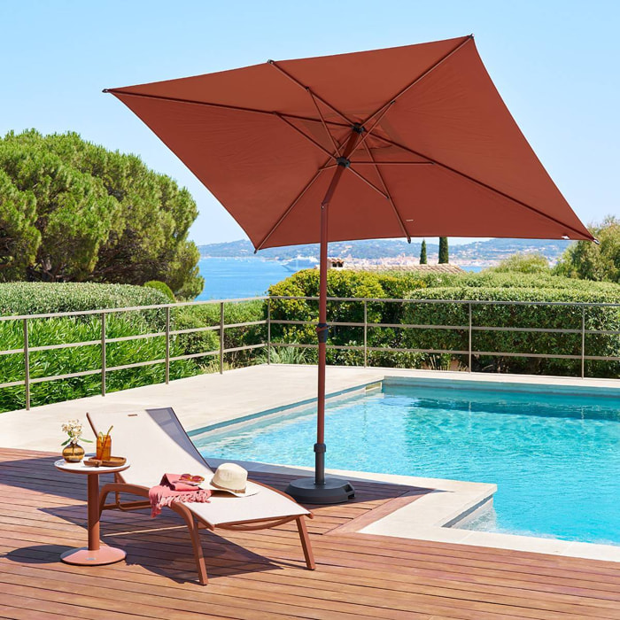 Parasol droit rectangulaire inclinable Loompa 3x2m acajou