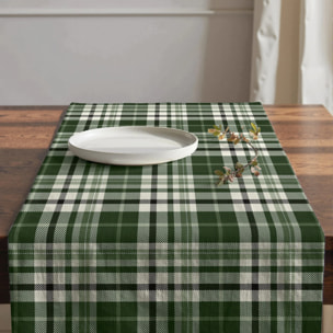 Chemin de table 100% coton Davis Green 50x150 cm