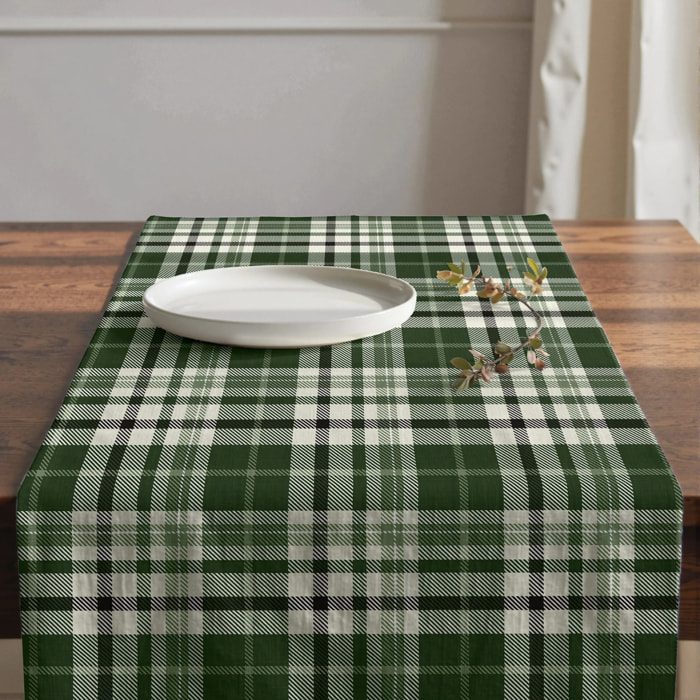 Chemin de table 100% coton Davis Green 50x150 cm
