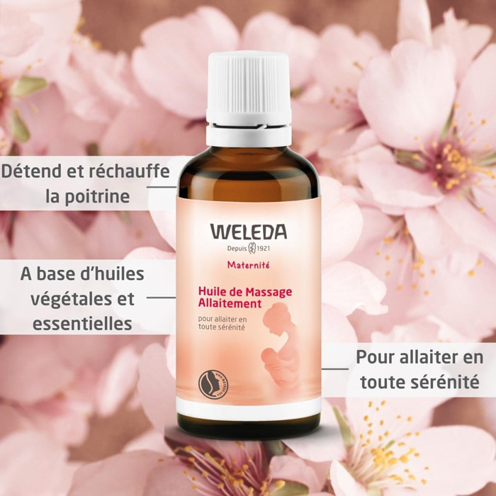 WELEDA - Duo Huile de Massage Allaitement- Pour allaiter en toute sérénité - Vegan*-  Certifié Natrue** -  Flacon 50 ml  x 2