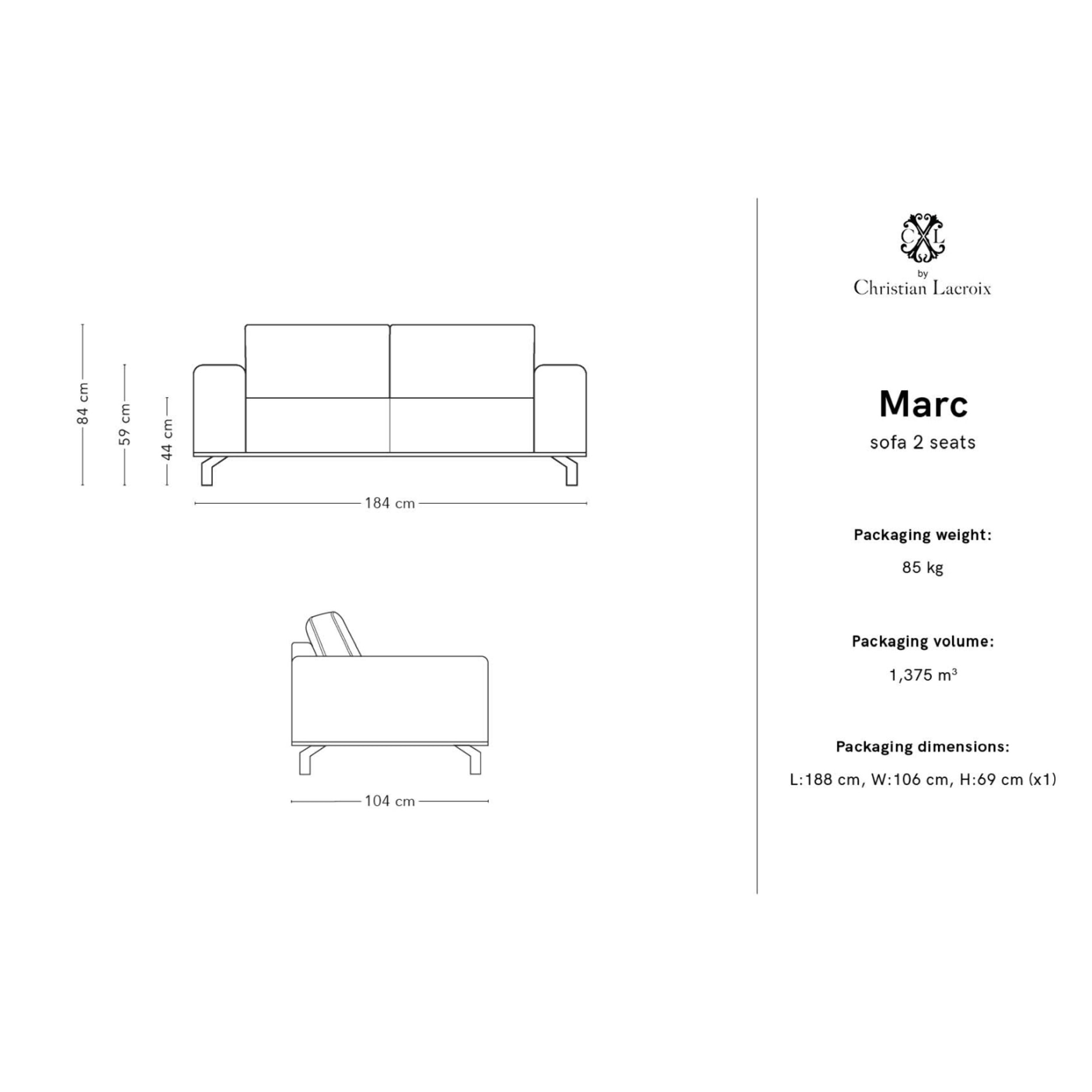 Canapé "Marc" 2 places en tissu structurel beige foncé