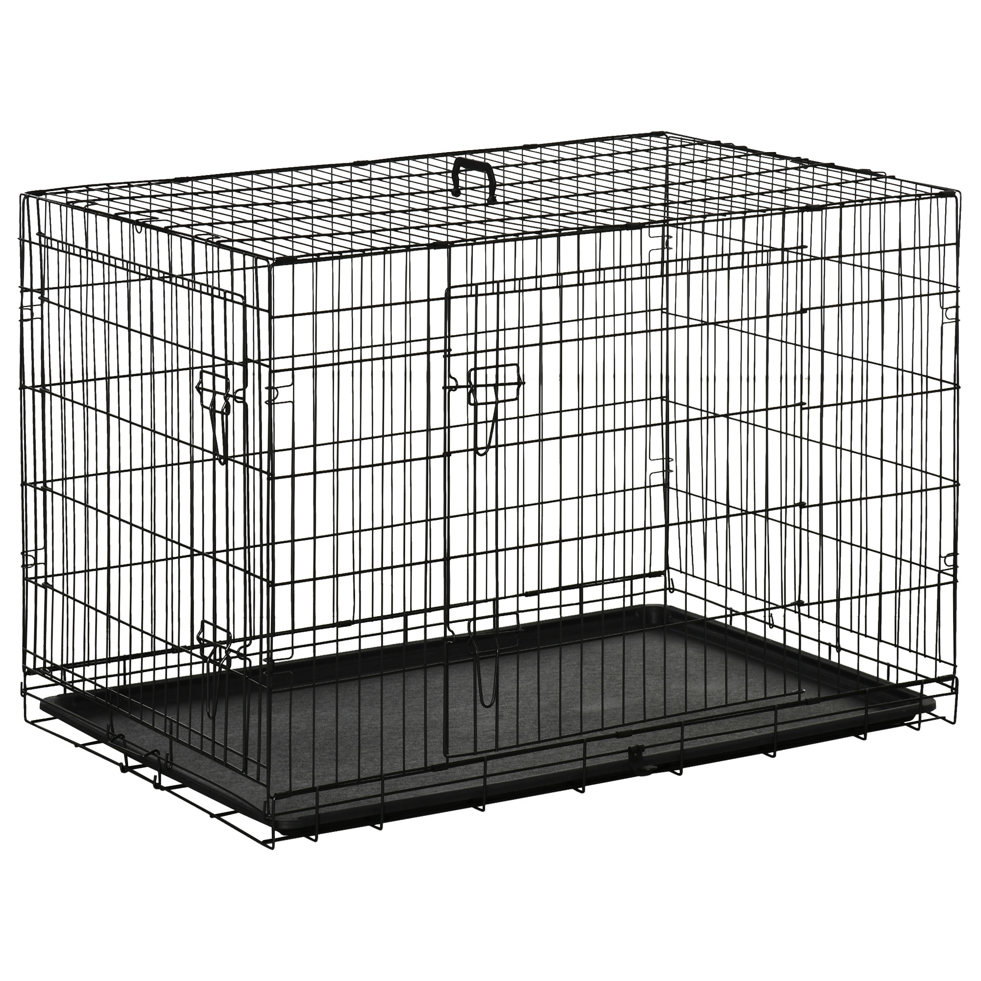 Cage caisse de transport pliante pour chien en métal noir 106 x 71 x 76 cm