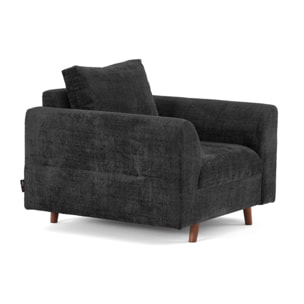 Rune - fauteuil en velours texturé - Gris Anthracite