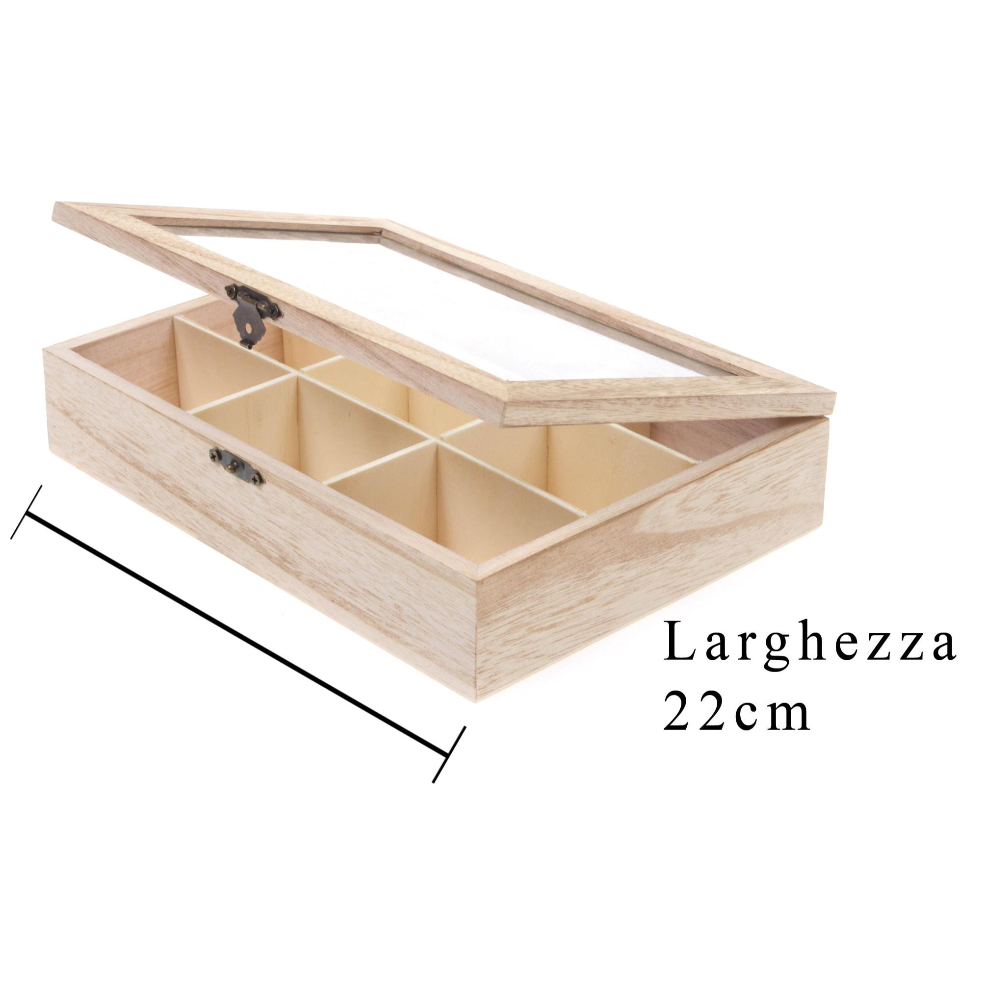 Portaoggetti Con Divisorio Interno. Larghezza 22 Cm - Pezzi 4 - 22X5X16cm - Colore: Marrone - Bianchi Dino - Articoli In Legno Cassette