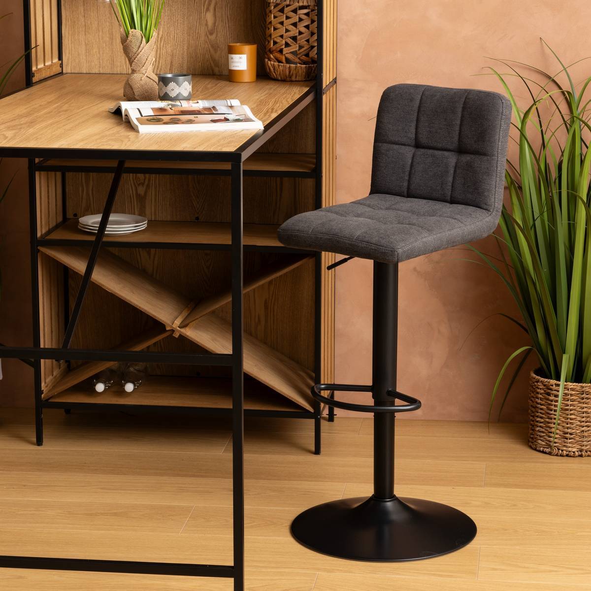 Lot de 2 tabourets de bar "Delek" gris 104x52x45cm