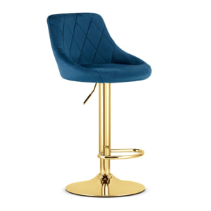 Set di 2 sgabelli bar Kast in velluto blu e oro