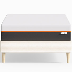Lit en velours côtelé + Matelas mousse gel mémoire de forme - DINA & DUAL CONFORT