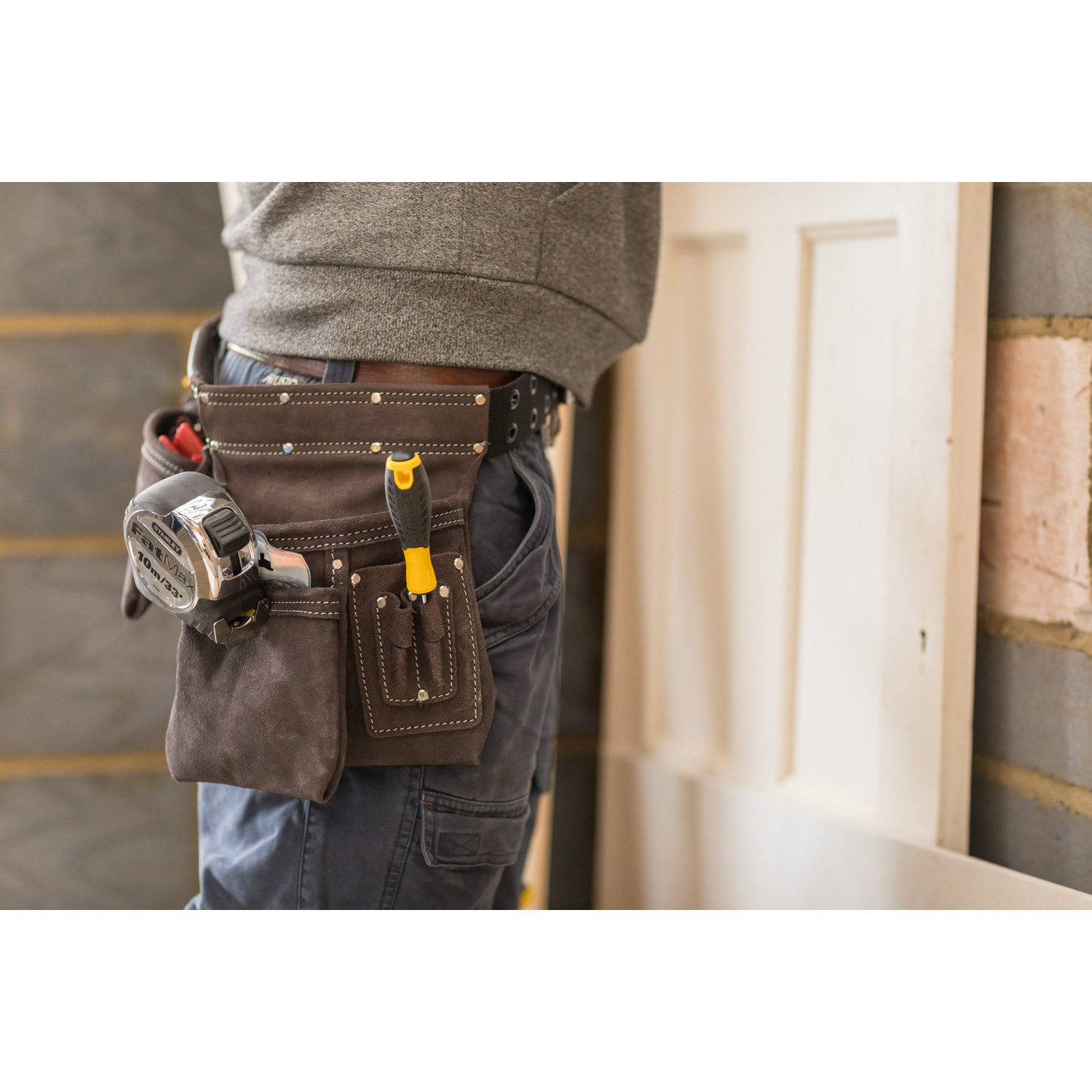 Porte outils double ceinture multiples poches - cuir de qualité supérieure