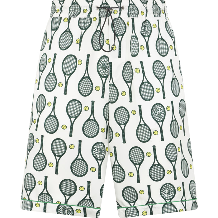 PHILIPP PLEIN Silk Drawstring Shorts Tennis