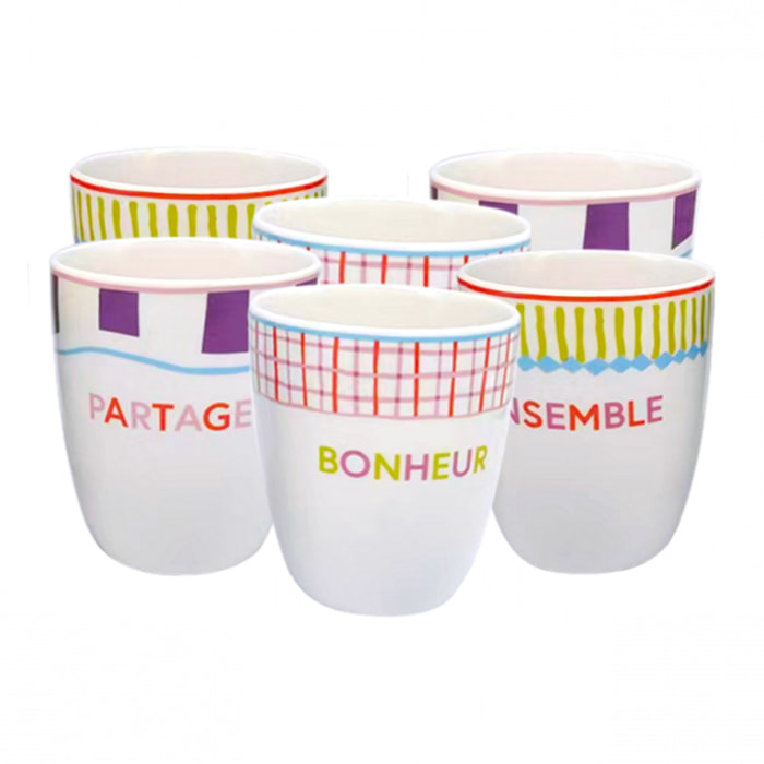 Lot de 6 gobelets, RELAX SUNSET