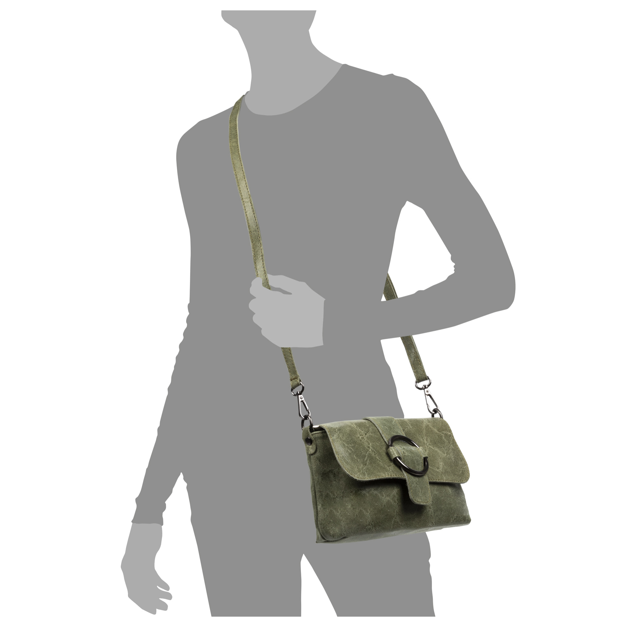 Lentini Borsa a tracolla Donna. Pelle autentica Scamosciata Lavata a Pietra.