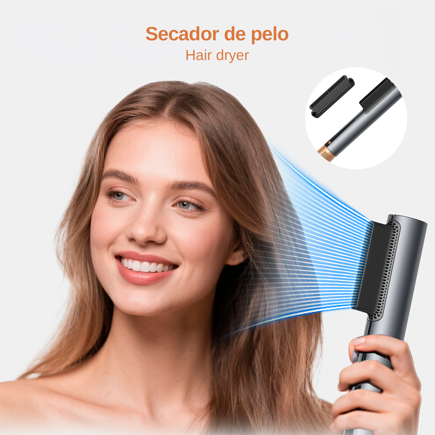 Plancha de pelo 052. 3 en 1 con iones negativos permite alisar, secar y peinar. 4 temperaturas, 2 velocidades y 2 modos de uso.