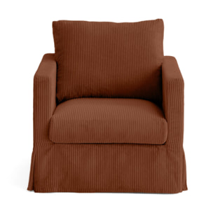 Serena - fauteuil déhoussable en velours côtelé - Terracotta