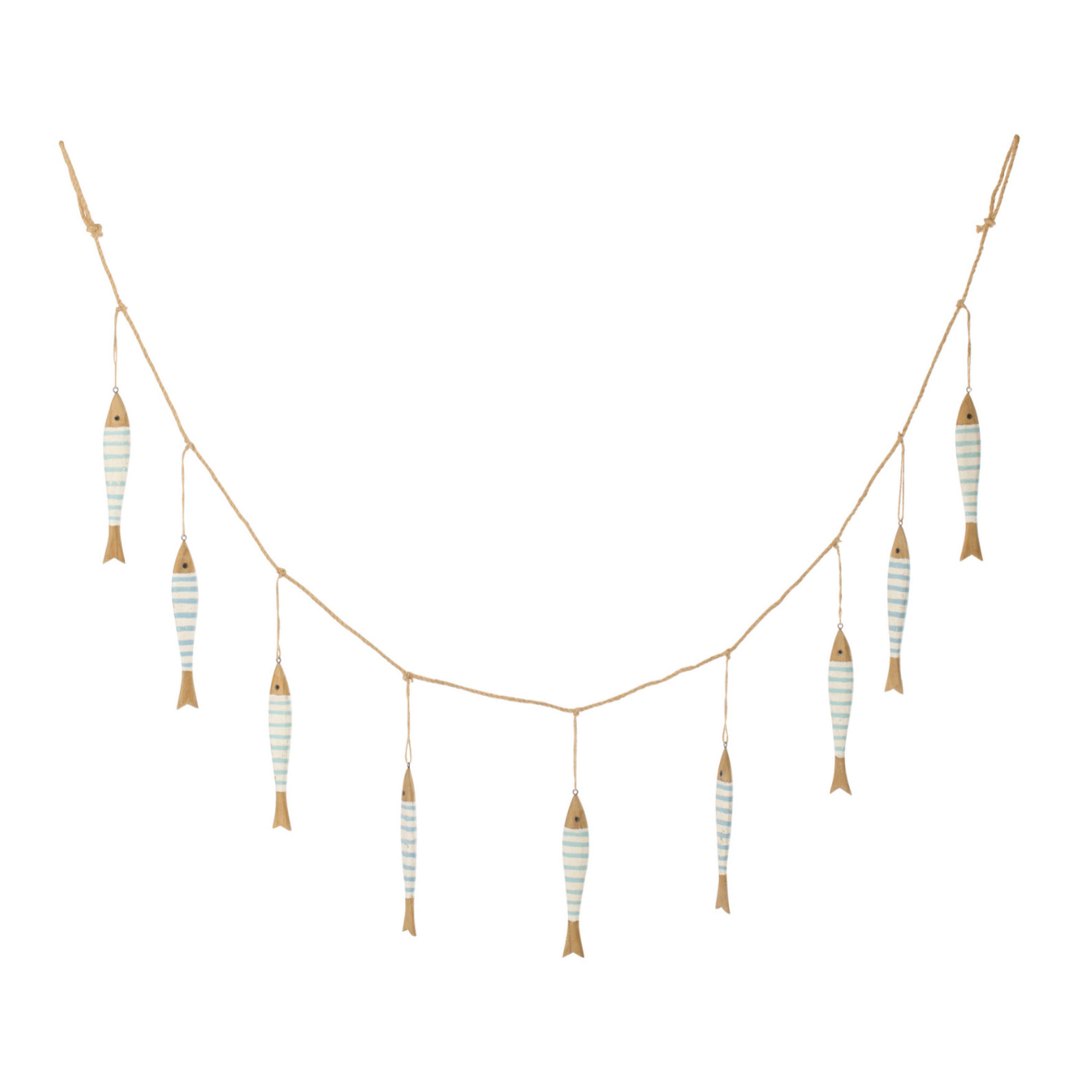 J-Line Guirlande Poisson - bois - naturel/bleu clair