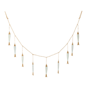 J-Line Guirlande Poisson - bois - naturel/bleu clair