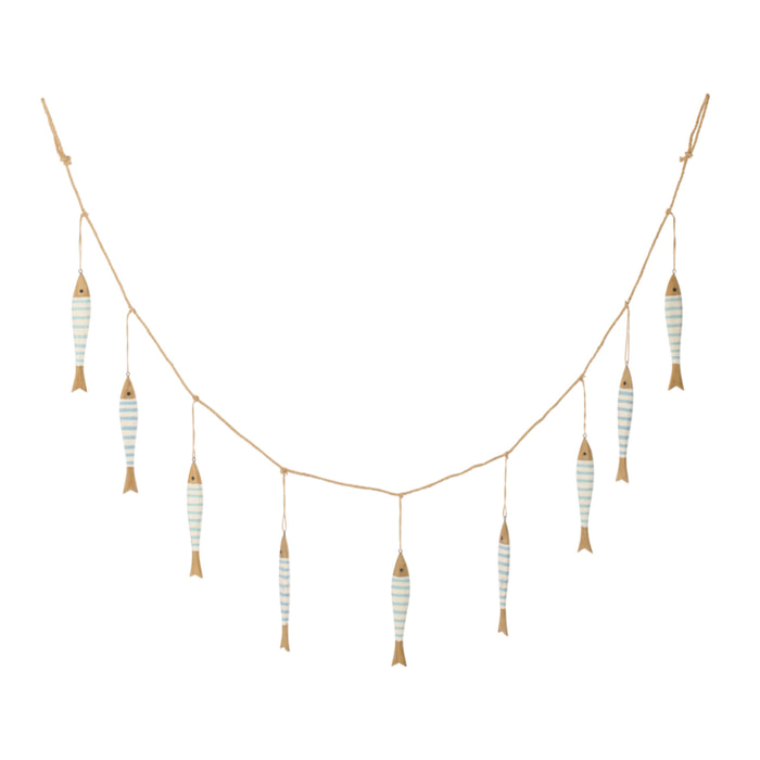 J-Line Guirlande Poisson - bois - naturel/bleu clair