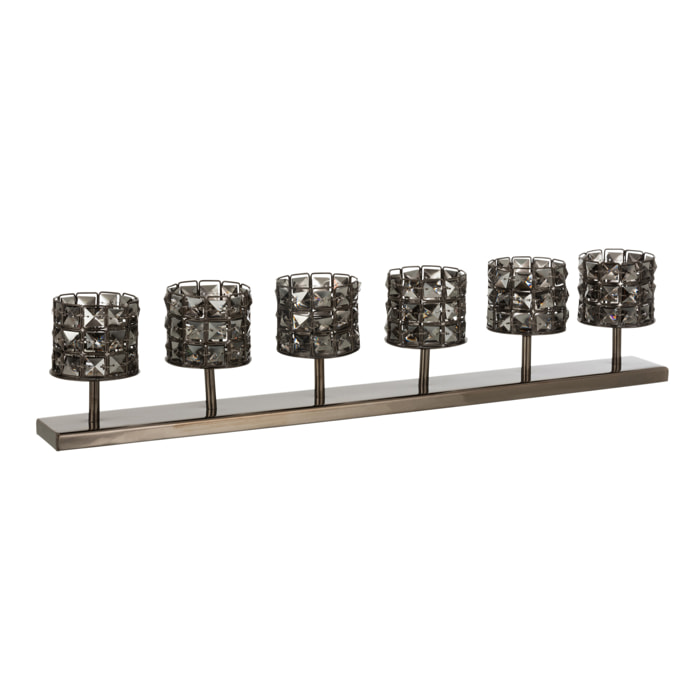 J-Line bougeoir 6 Cristaux - acier - gris