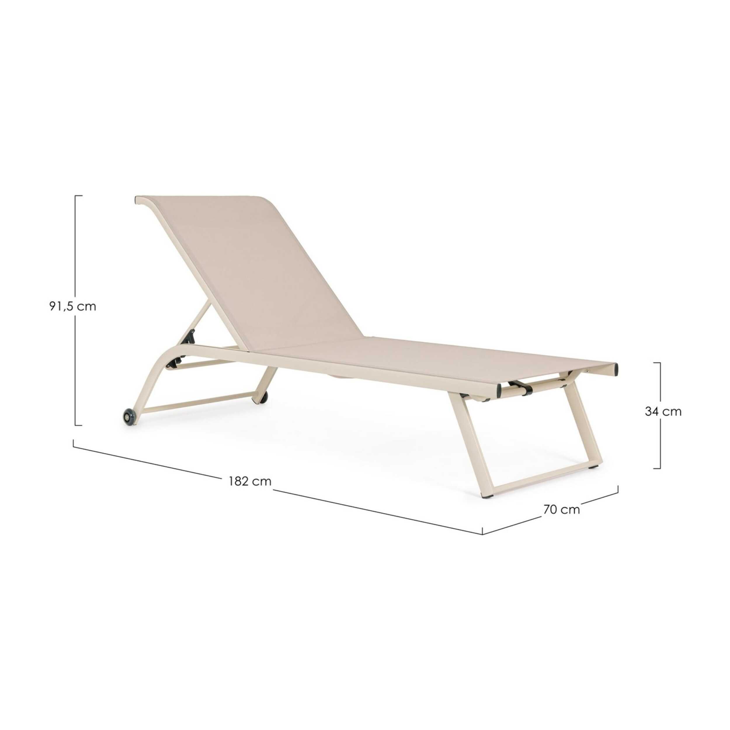 Set 2 lettini da giardino TAYLOR in textilene e struttura in alluminio beige