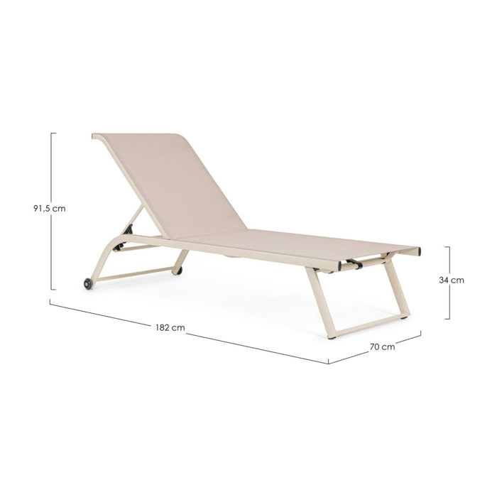 Set 2 lettini da giardino TAYLOR in textilene e struttura in alluminio beige